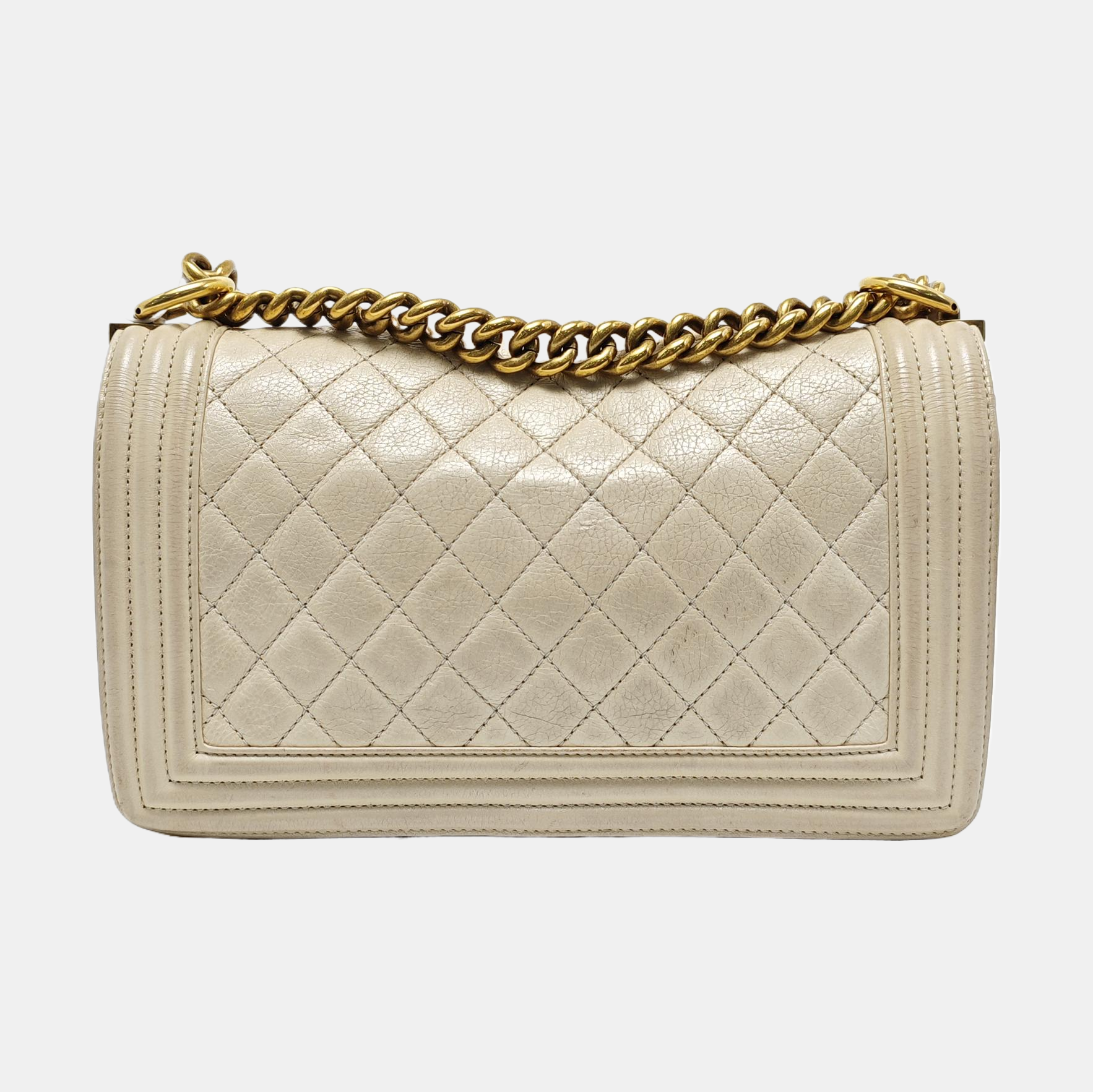 BOY CHANEL Medium Quilted Calfskin White