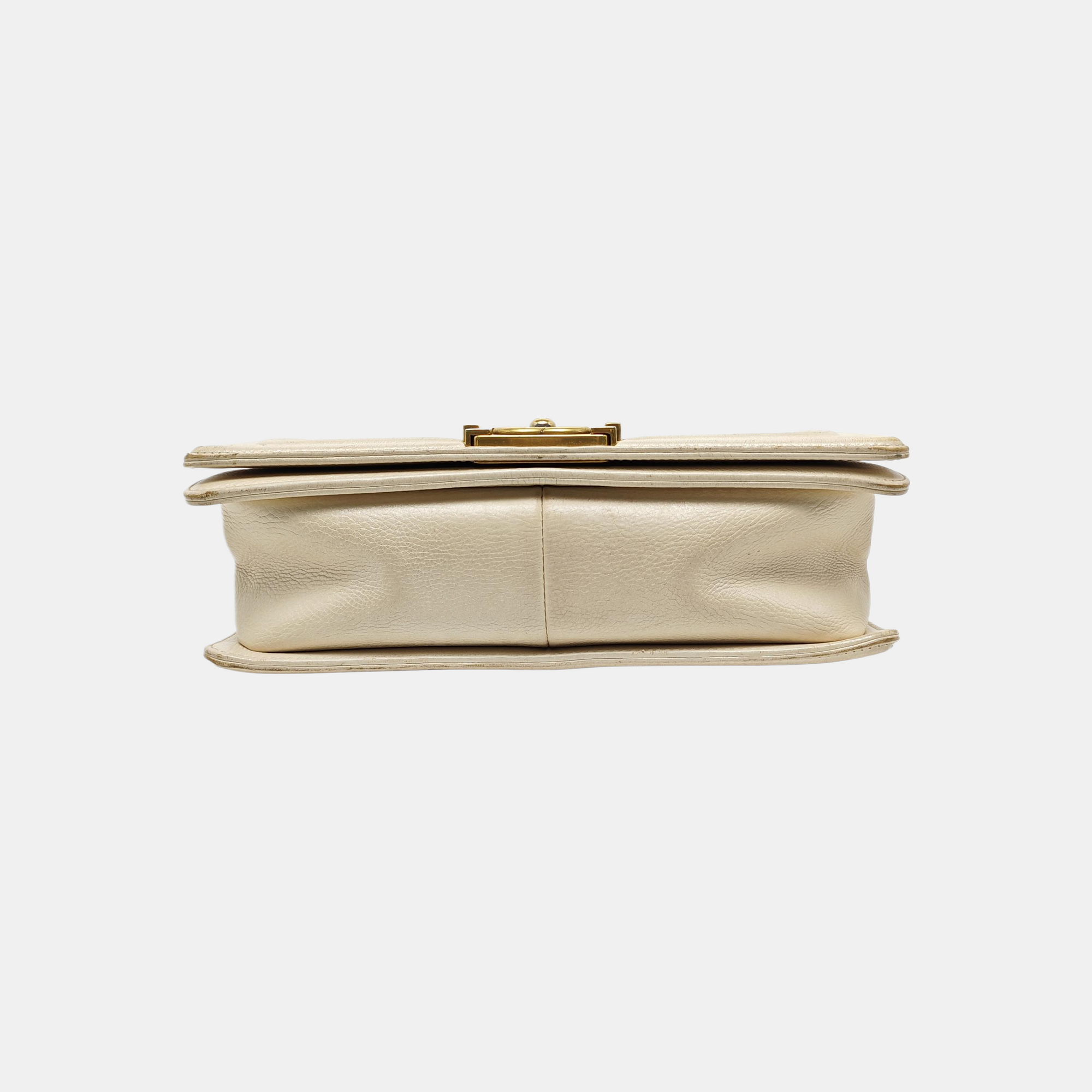 BOY CHANEL Medium Quilted Calfskin White