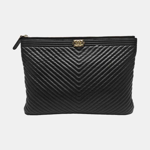 BOY CHANEL Medium Chevron Lambskin Black