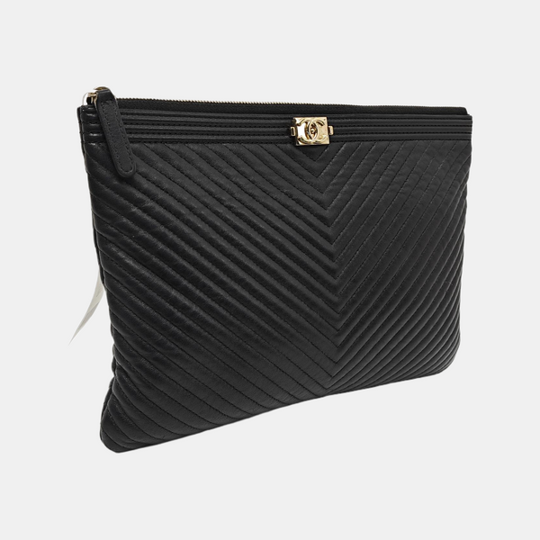 BOY CHANEL Medium Chevron Lambskin Black