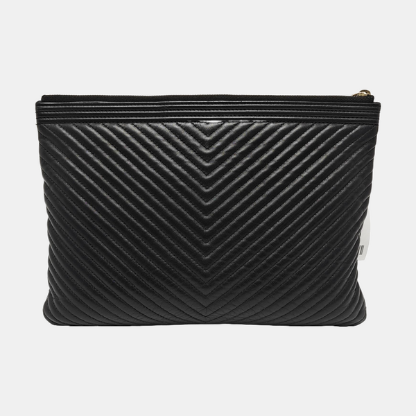 BOY CHANEL Medium Chevron Lambskin Black