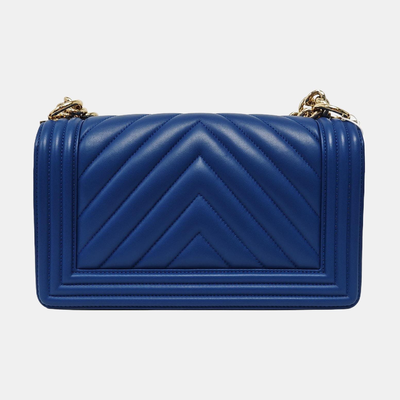 BOY CHANEL Medium Chevron Lambskin Blue