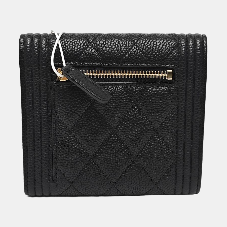 BOY CHANEL Quilted Grained Calfskin Black Wallet