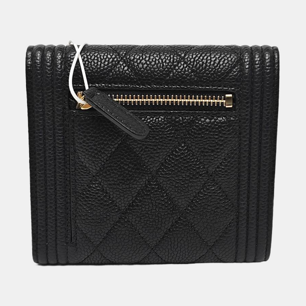 BOY CHANEL Quilted Grained Calfskin Black Wallet