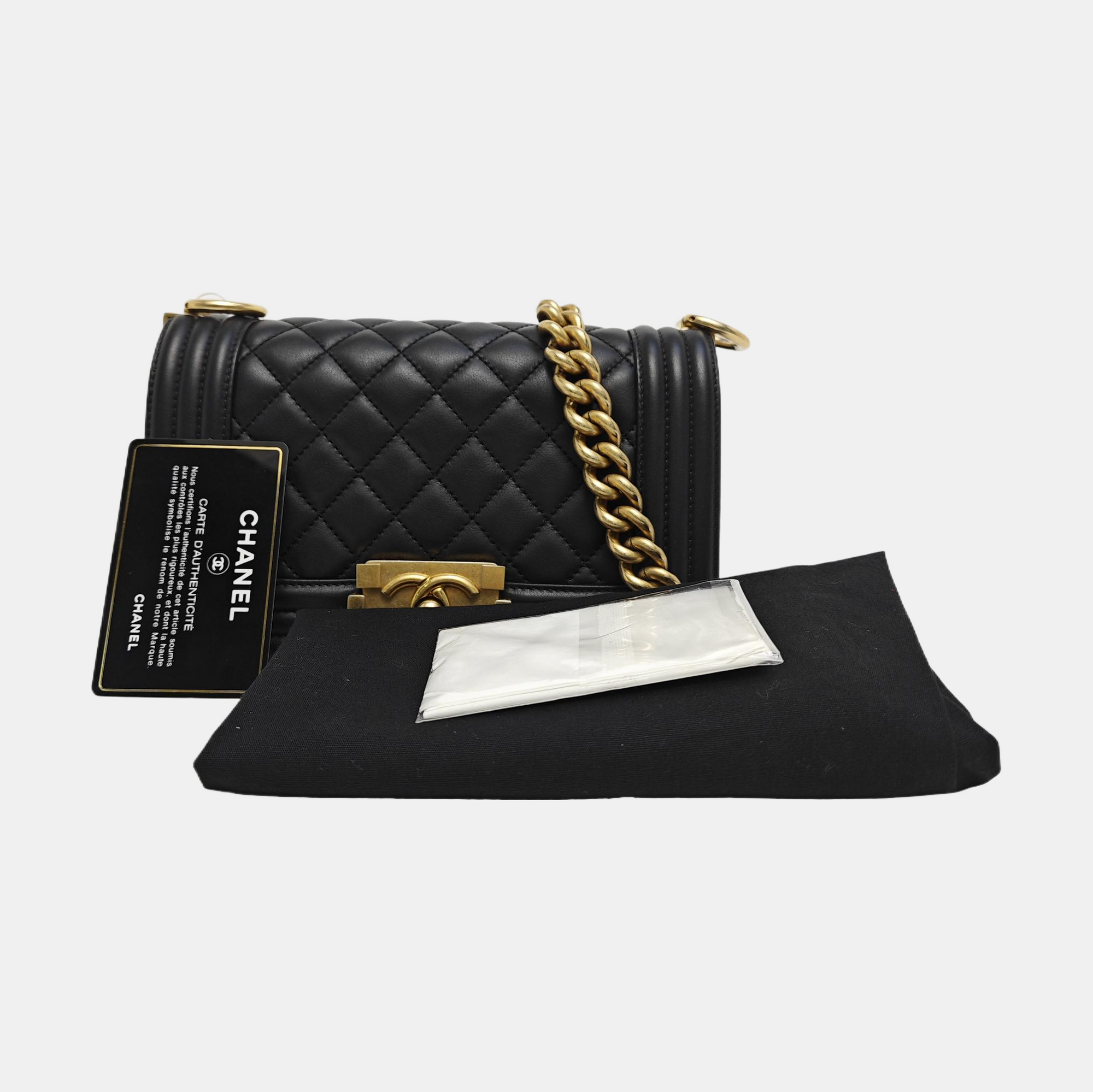 BOY CHANEL Small Quilted Calfskin Black