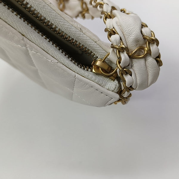 CHANEL 19 Small Quilted Calfskin White