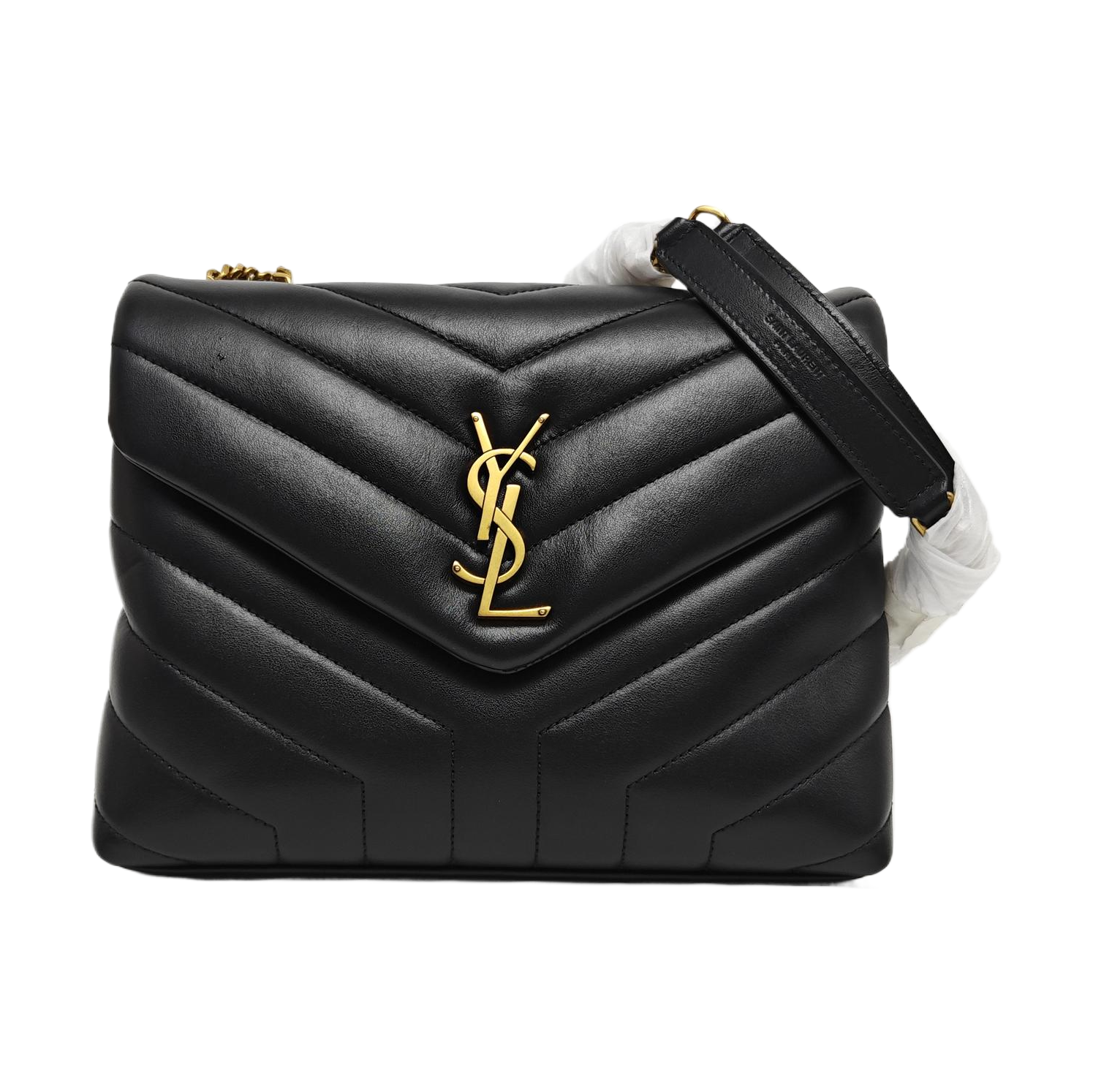 LOULOU Small Chevron Calfskin Black