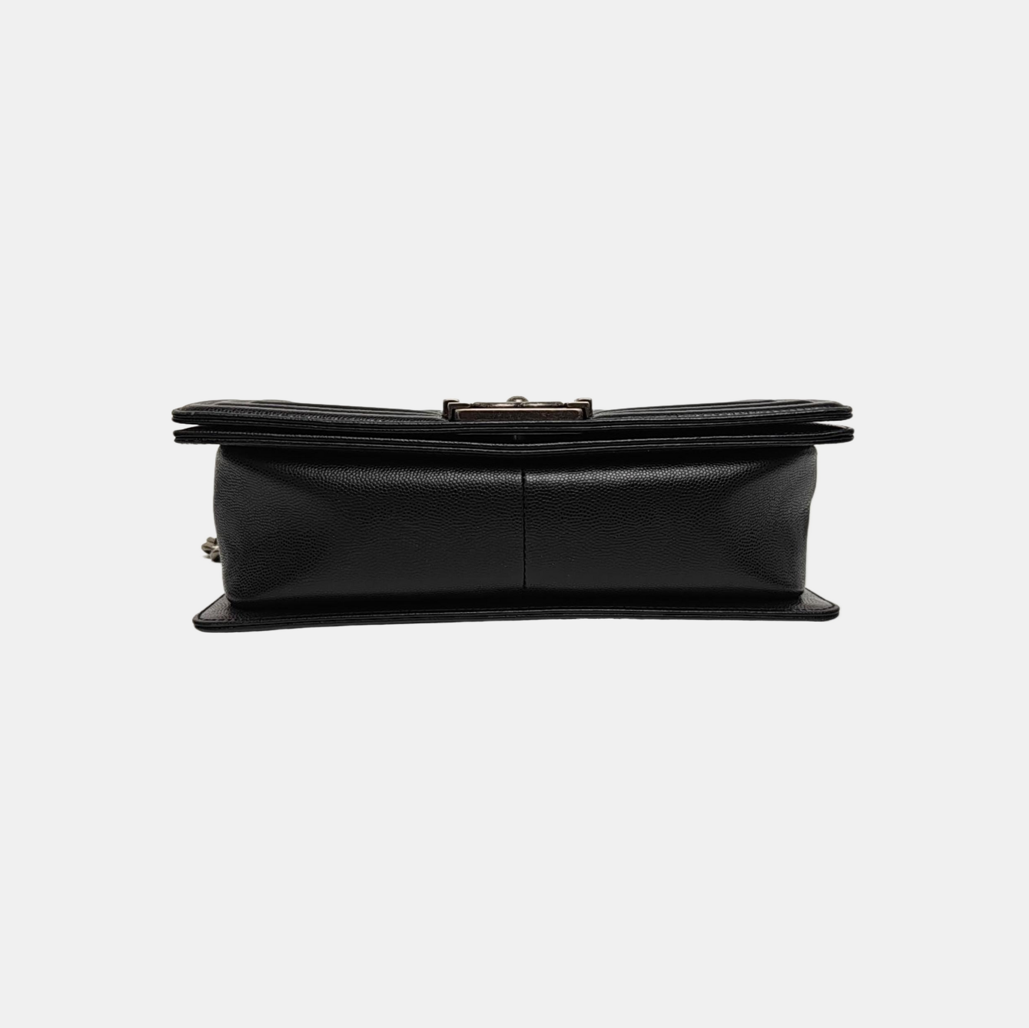 BOY CHANEL Medium Quilted Grained Calfskin Black
