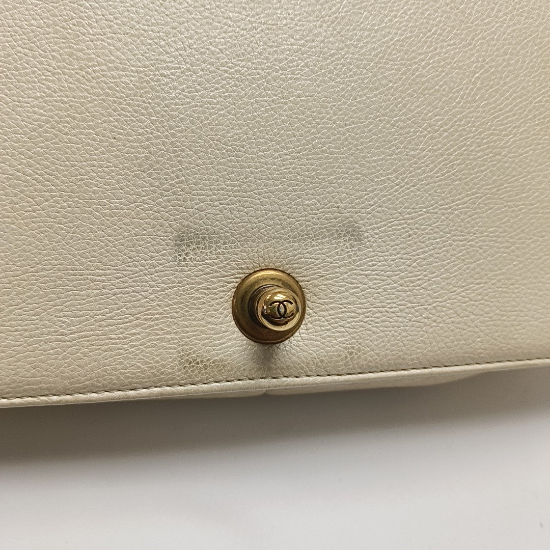 BOY CHANEL Medium Quilted Calfskin White