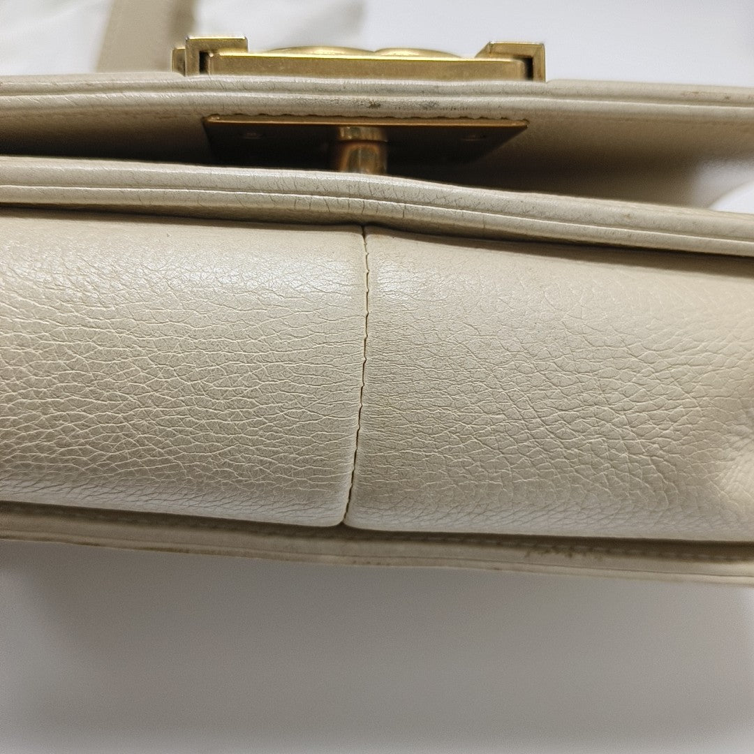 BOY CHANEL Medium Quilted Calfskin White