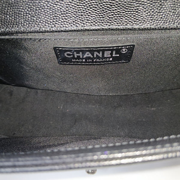 BOY CHANEL Medium Quilted Grained Calfskin Black