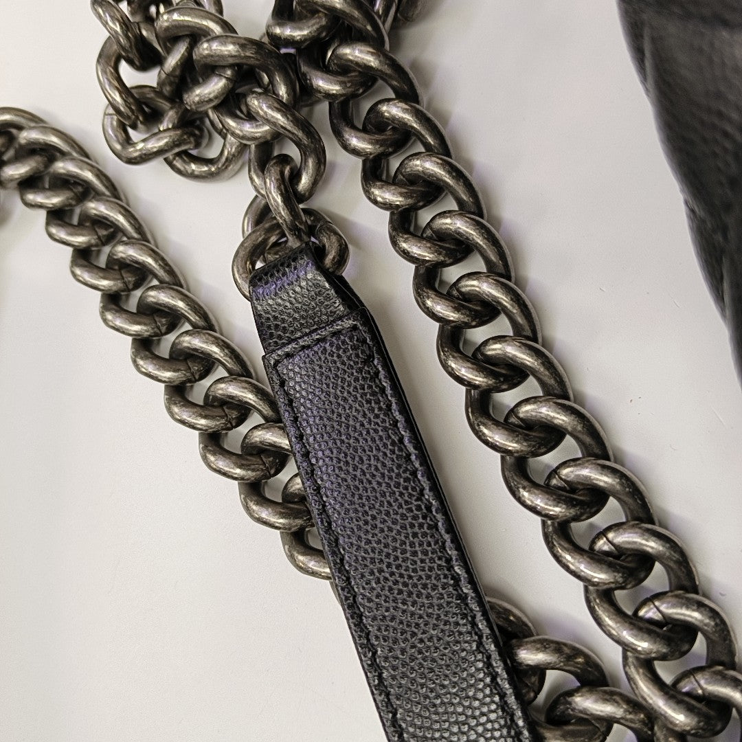 BOY CHANEL Medium Quilted Grained Calfskin Black