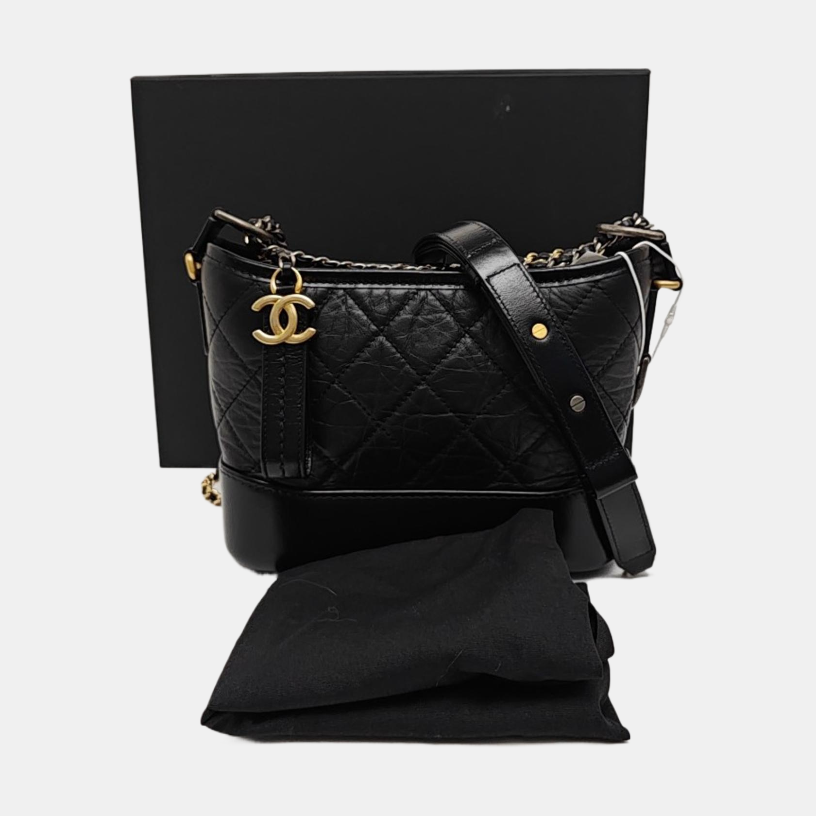 GABRIELLE Small Quilted Vintage Calf Black