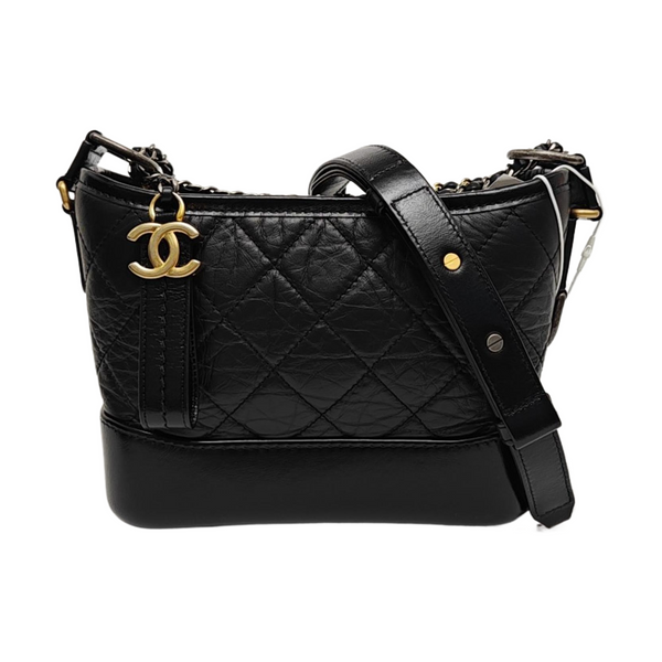 GABRIELLE Small Quilted Vintage Calf Black