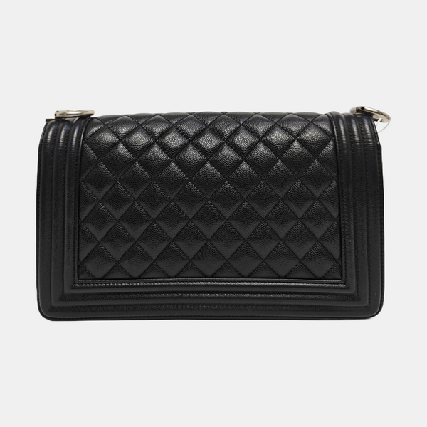 BOY CHANEL Medium Quilted Grained Calfskin Black