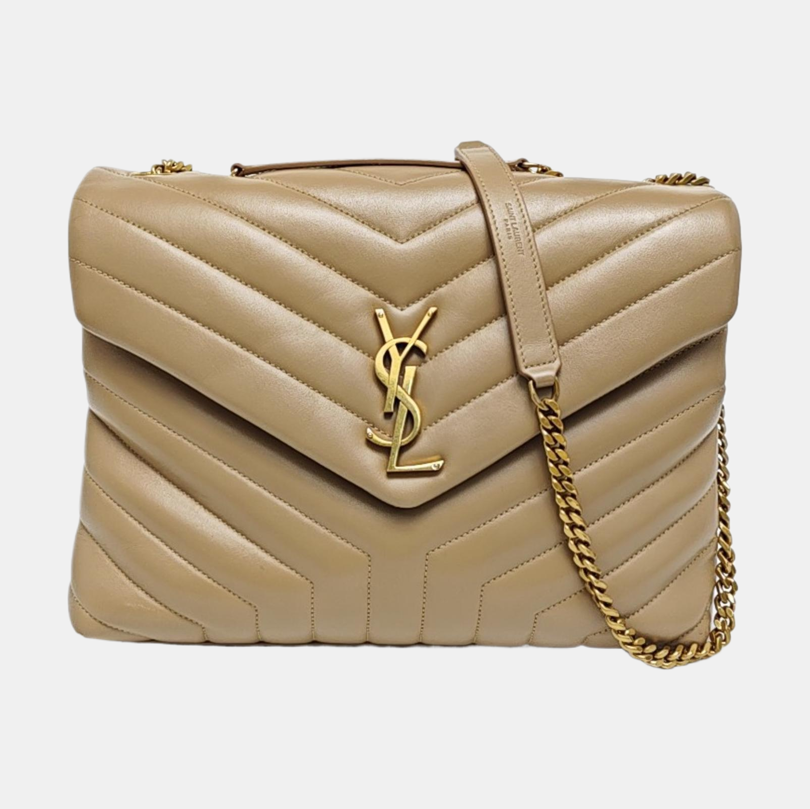 LOULOU Medium Quilted Calfskin Beige