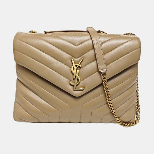 LOULOU Medium Quilted Calfskin Beige