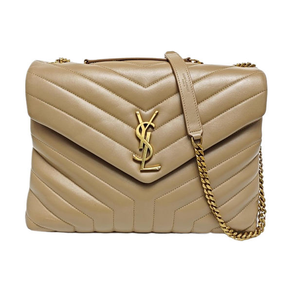 LOULOU Medium Quilted Calfskin Beige
