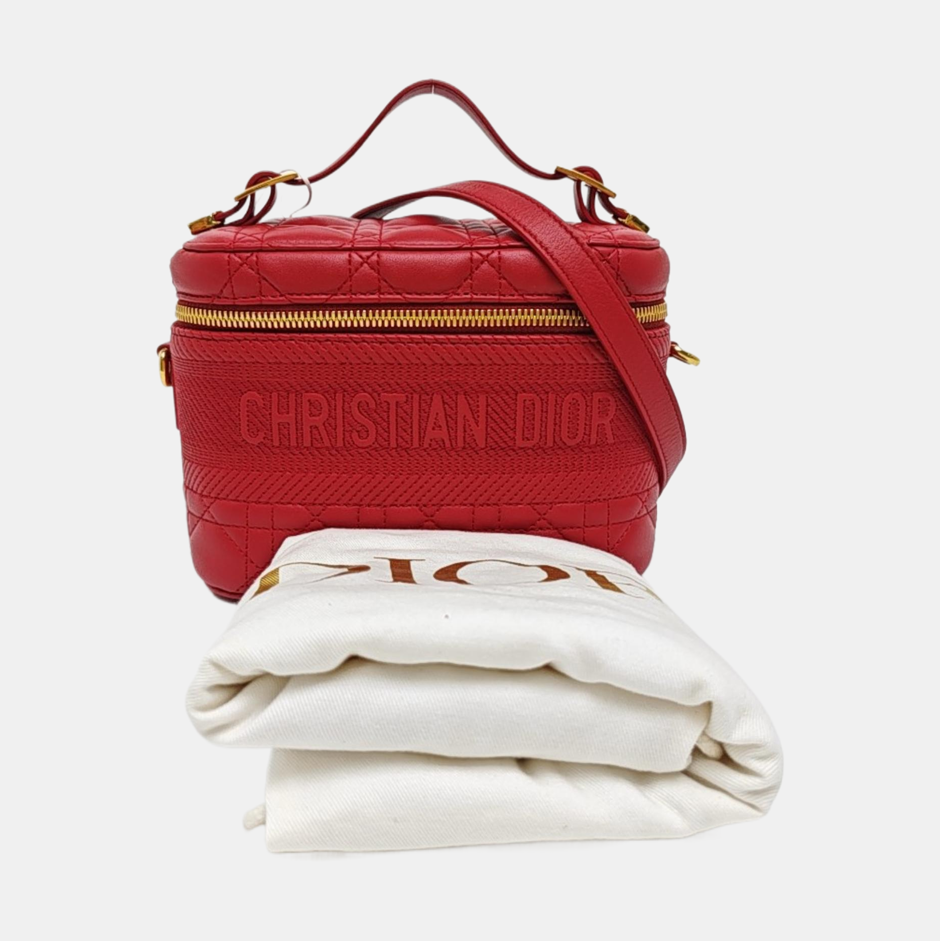 Travel Vanity Small Cannage Lambskin Red