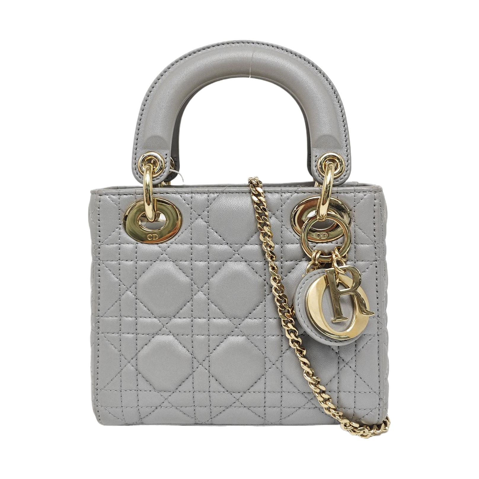 Lady Dior Mini Cannage Lambskin Gray