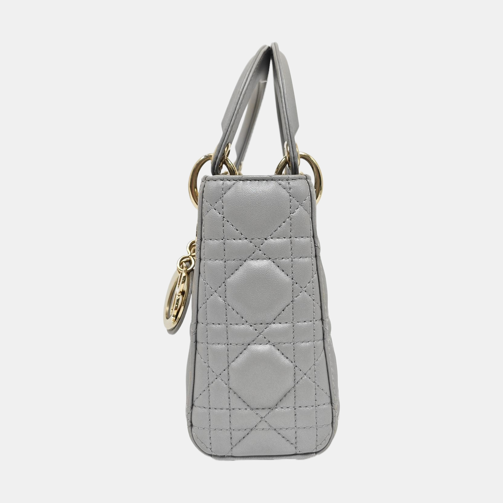 Lady Dior Mini Cannage Lambskin Gray