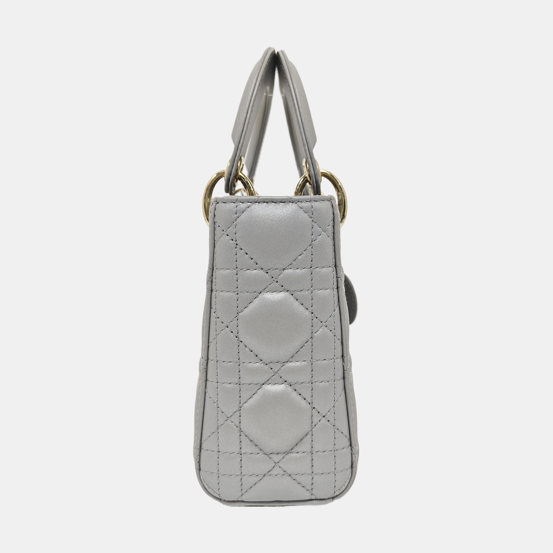 Lady Dior Mini Cannage Lambskin Gray