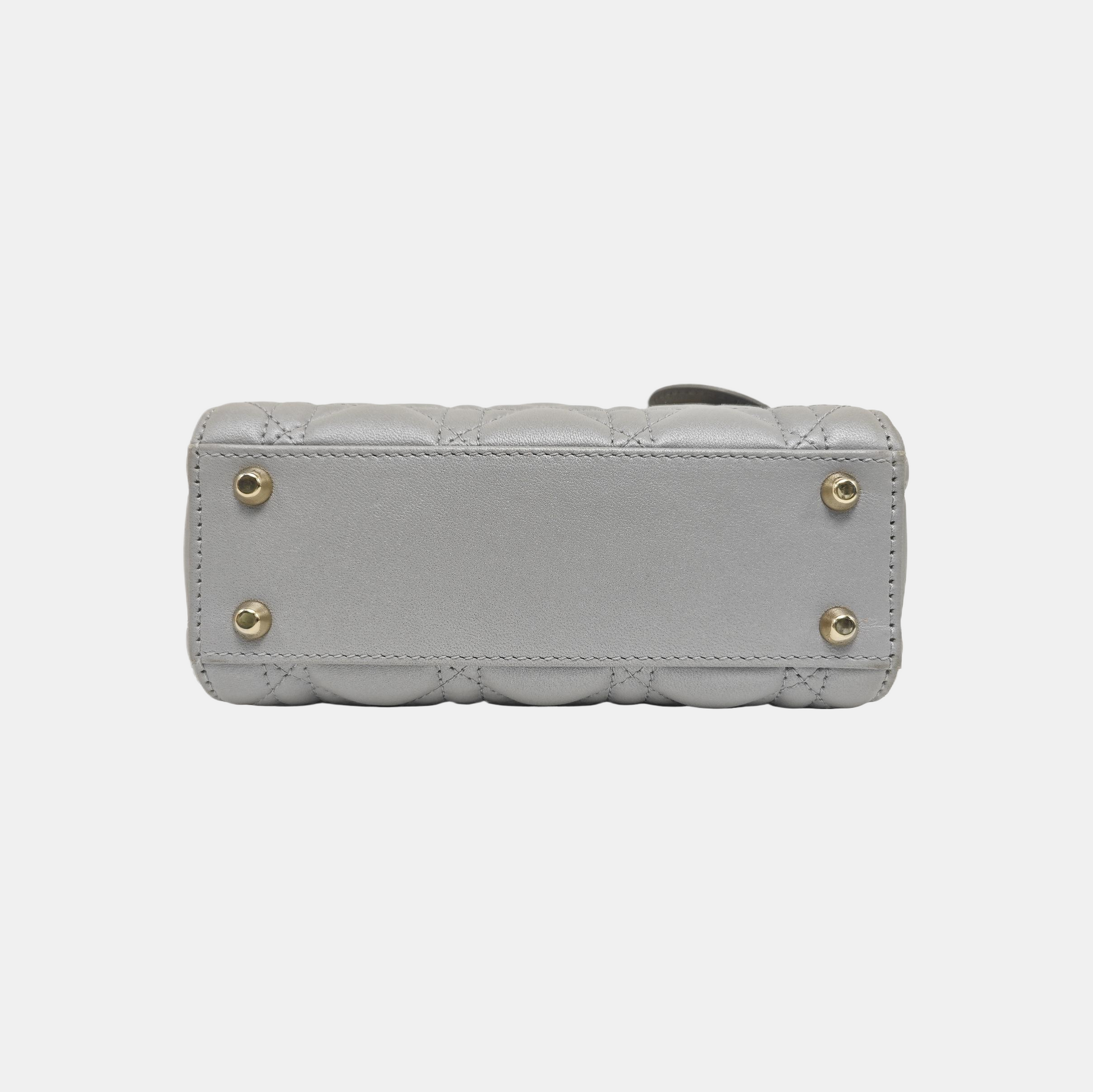 Lady Dior Mini Cannage Lambskin Gray