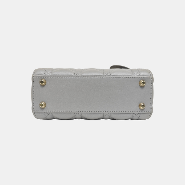 Lady Dior Mini Cannage Lambskin Gray
