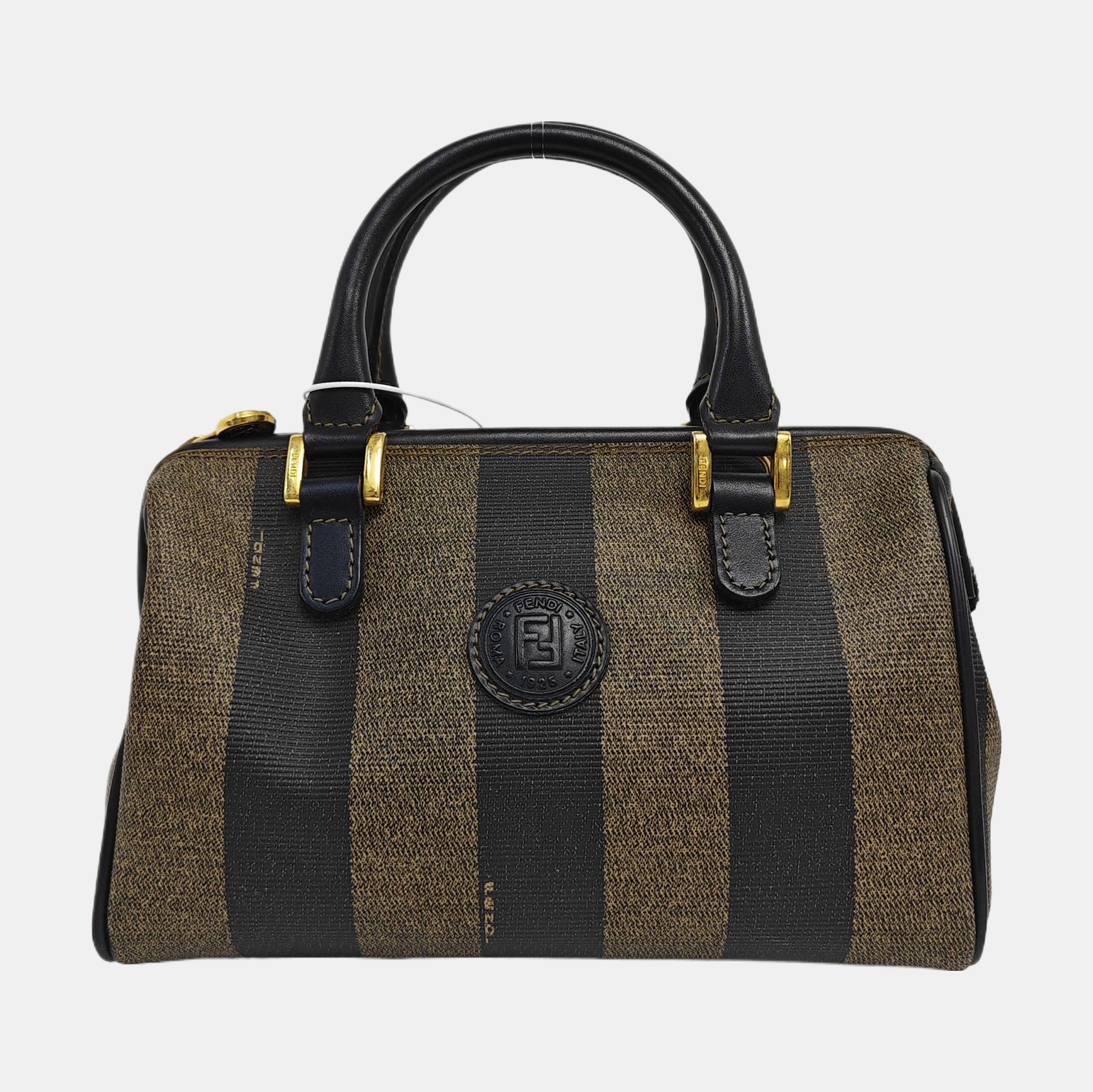 Coated Canvas Top Handle Bag Brown