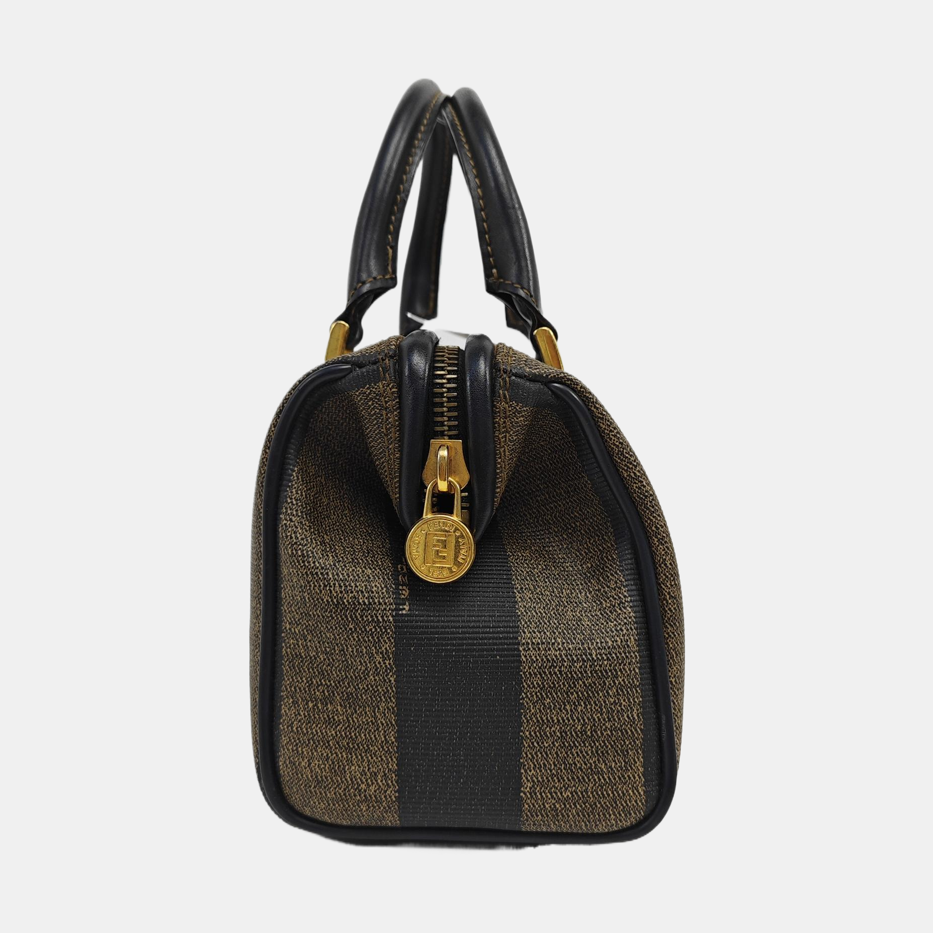 Coated Canvas Top Handle Bag Brown