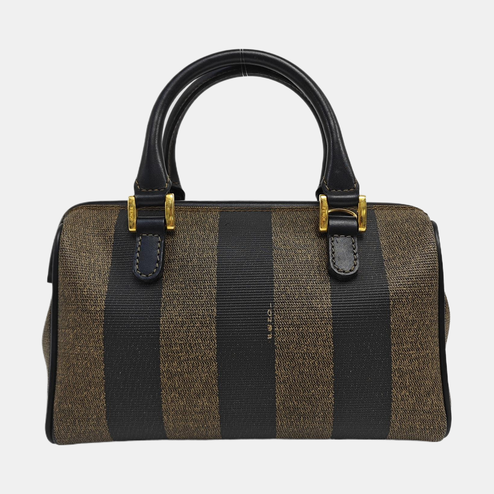 Coated Canvas Top Handle Bag Brown