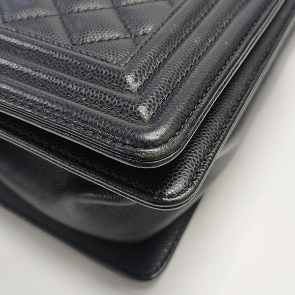 BOY CHANEL Medium Quilted Grained Calfskin Black
