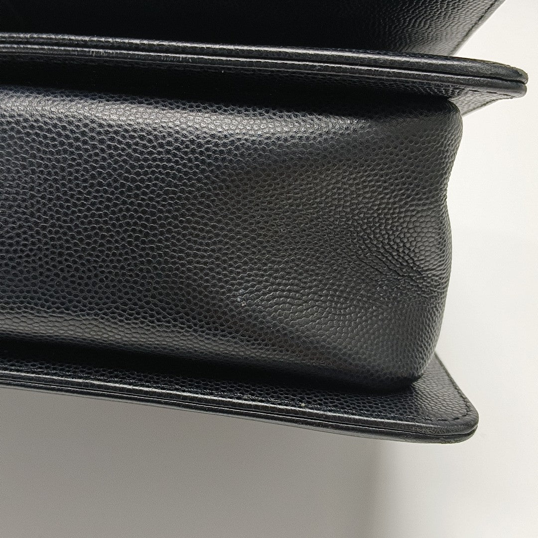 BOY CHANEL Medium Quilted Grained Calfskin Black