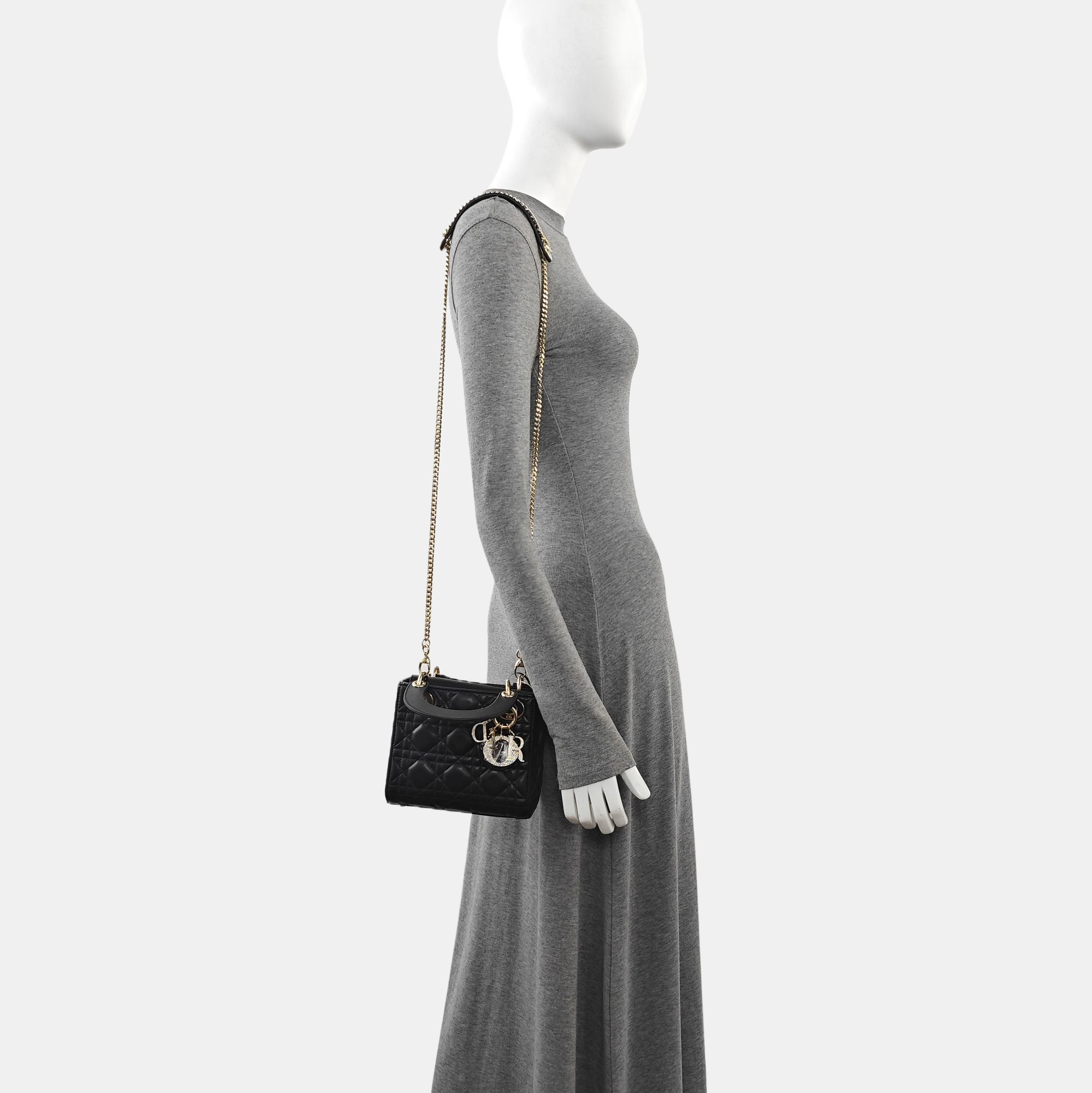 Lady Dior Mini Cannage Lambskin Black