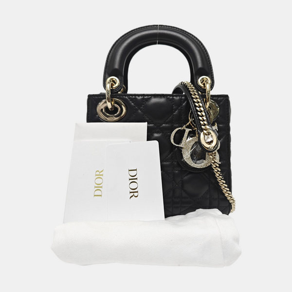 Lady Dior Mini Cannage Lambskin Black