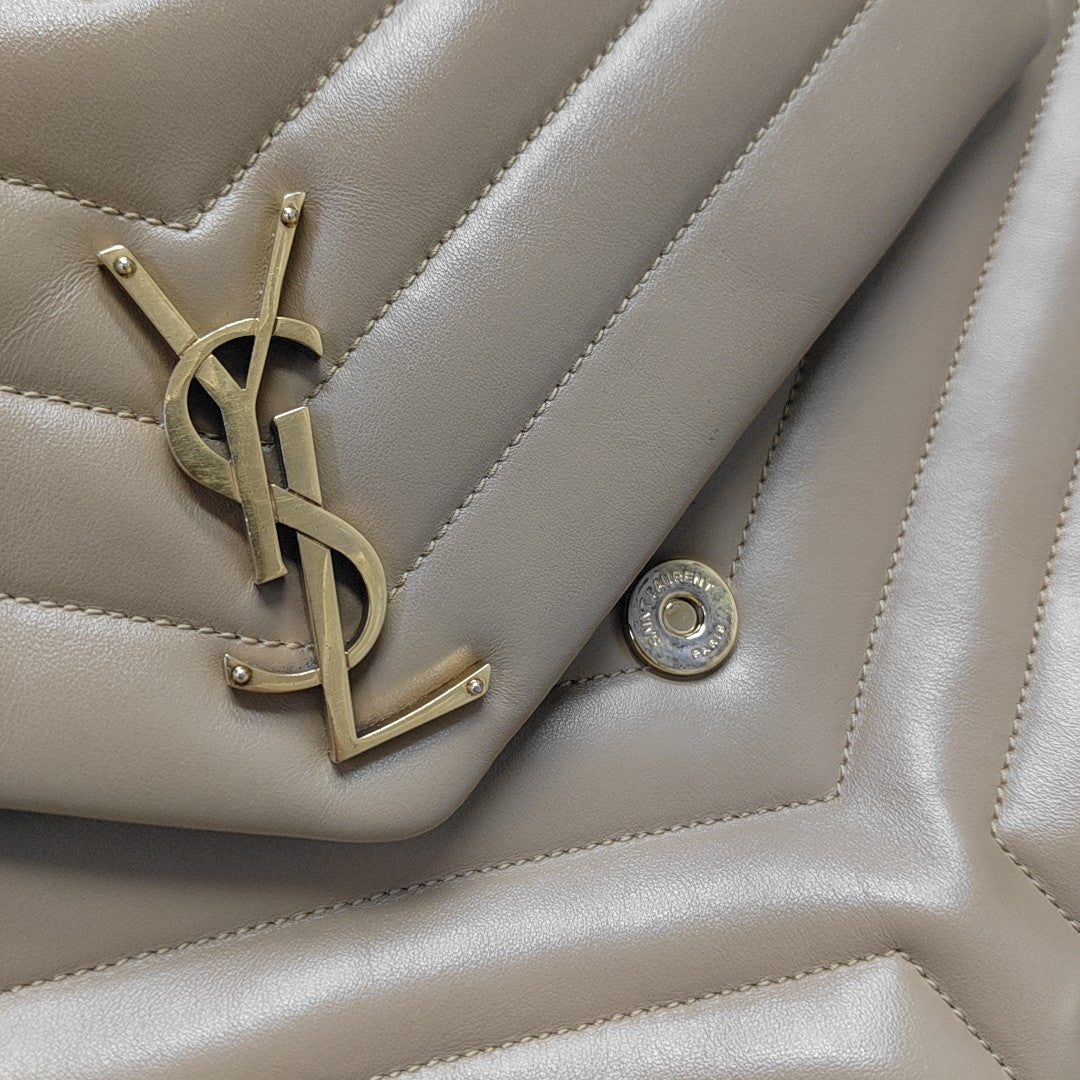 LOULOU Medium Quilted Calfskin Beige