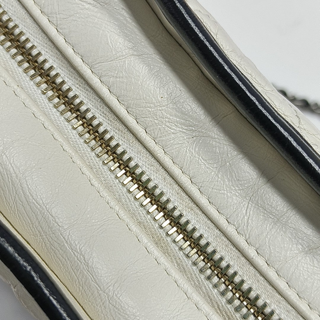 GABRIELLE Small Quilted Calfskin White