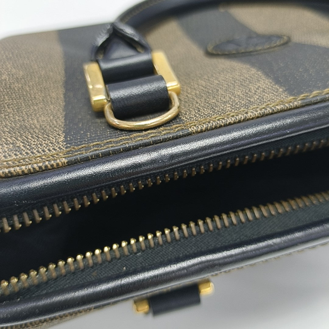 Coated Canvas Top Handle Bag Brown