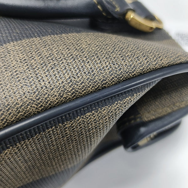 Coated Canvas Top Handle Bag Brown
