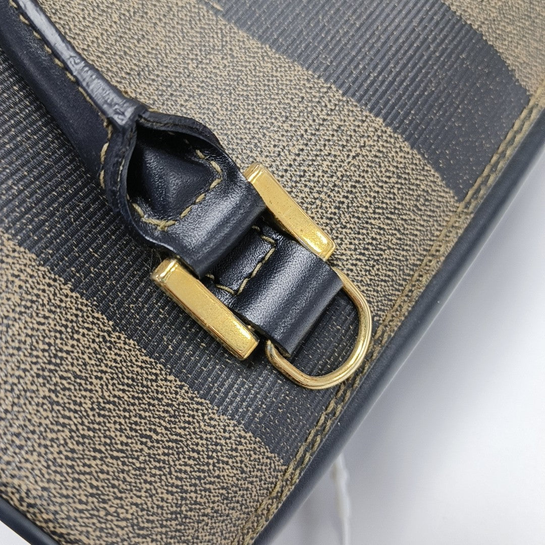 Coated Canvas Top Handle Bag Brown