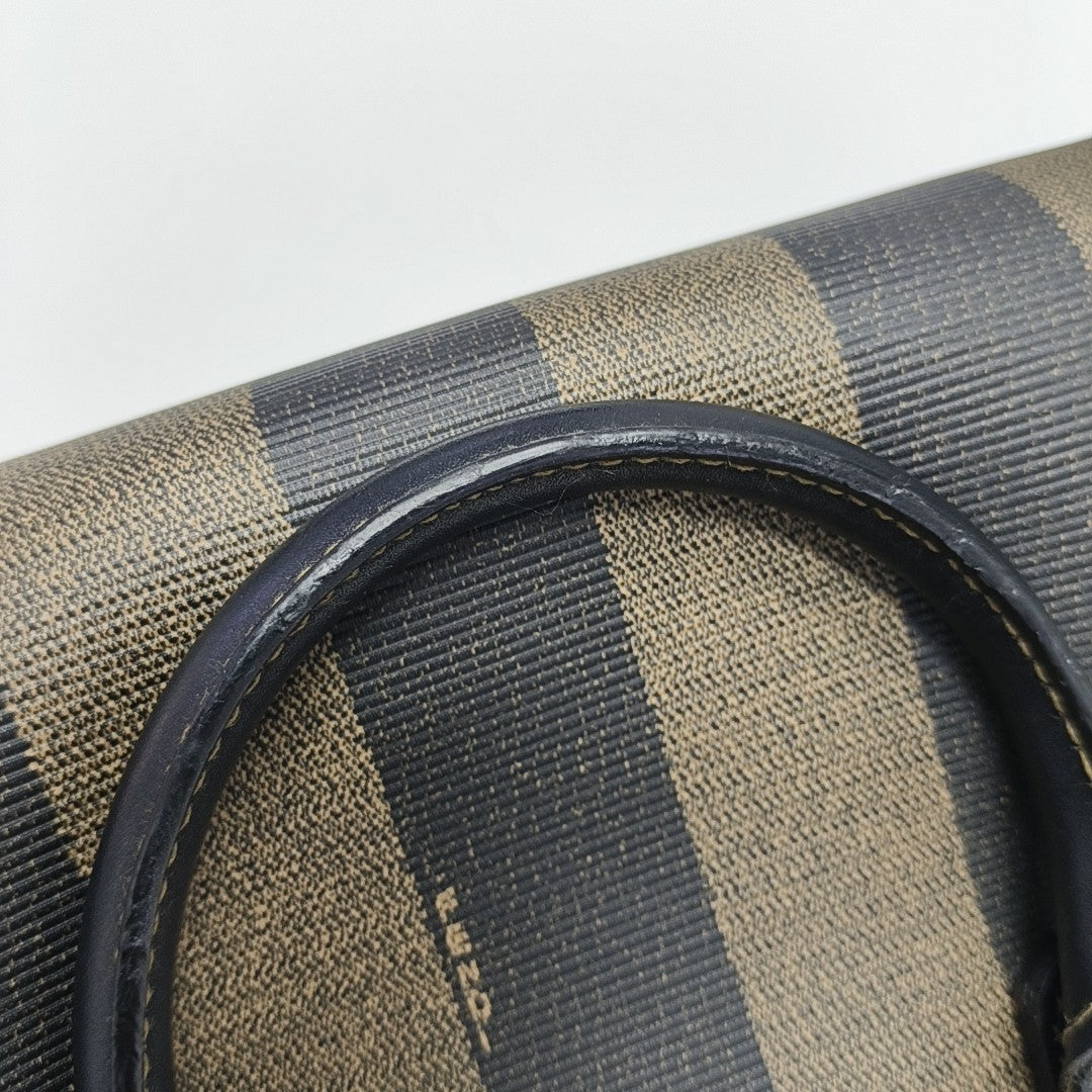 Coated Canvas Top Handle Bag Brown