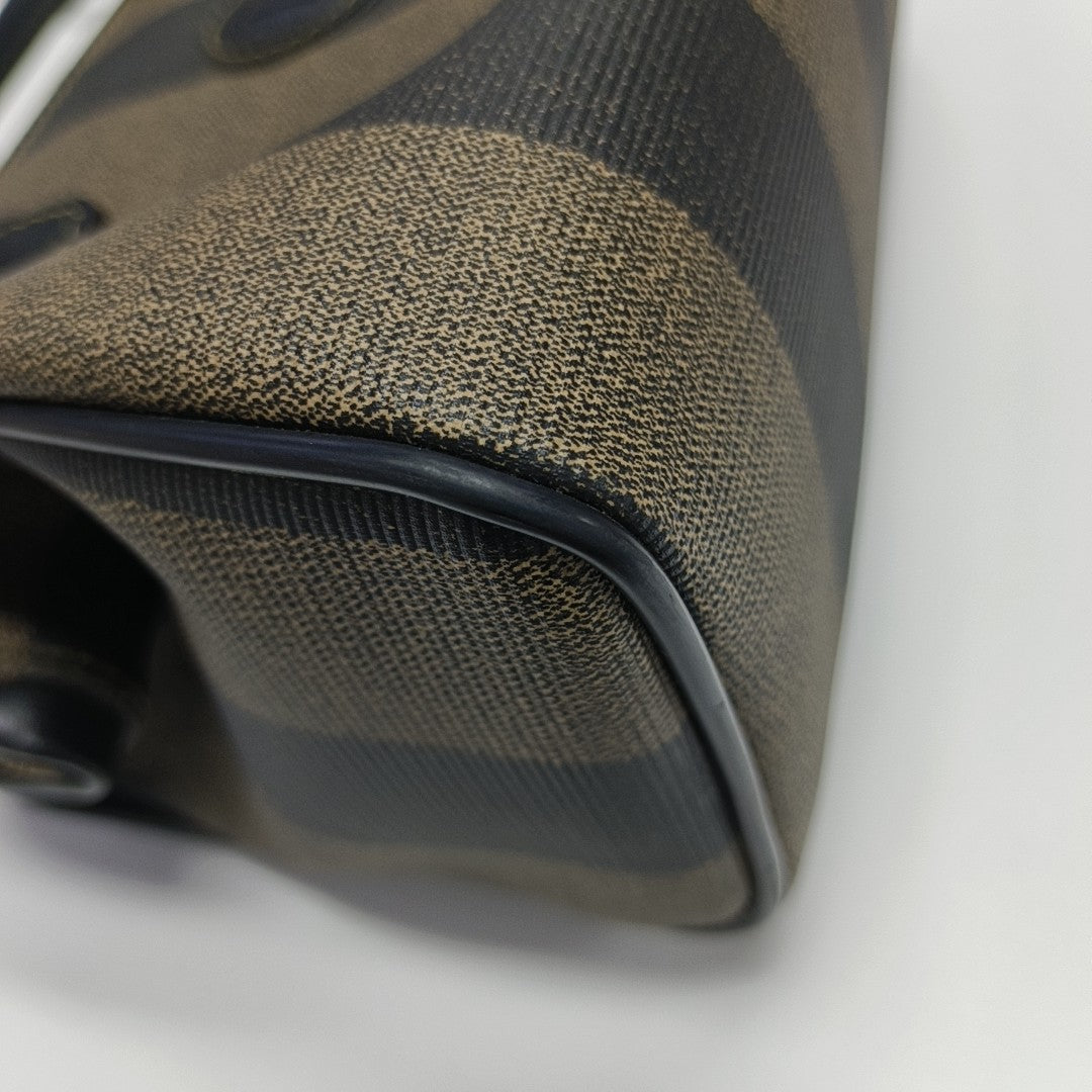 Coated Canvas Top Handle Bag Brown