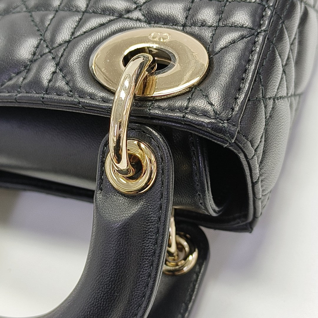 Lady Dior Mini Cannage Lambskin Black
