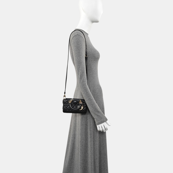 Lady D-Joy Super Mini Cannage Lambskin Black