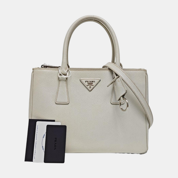Galleria Medium Saffiano Calfskin White