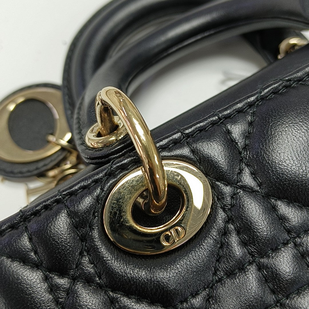 Lady D-Joy Super Mini Cannage Lambskin Black