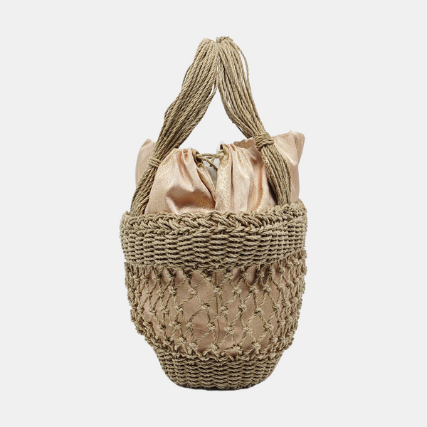 Fabric Top Handle Bag Pink