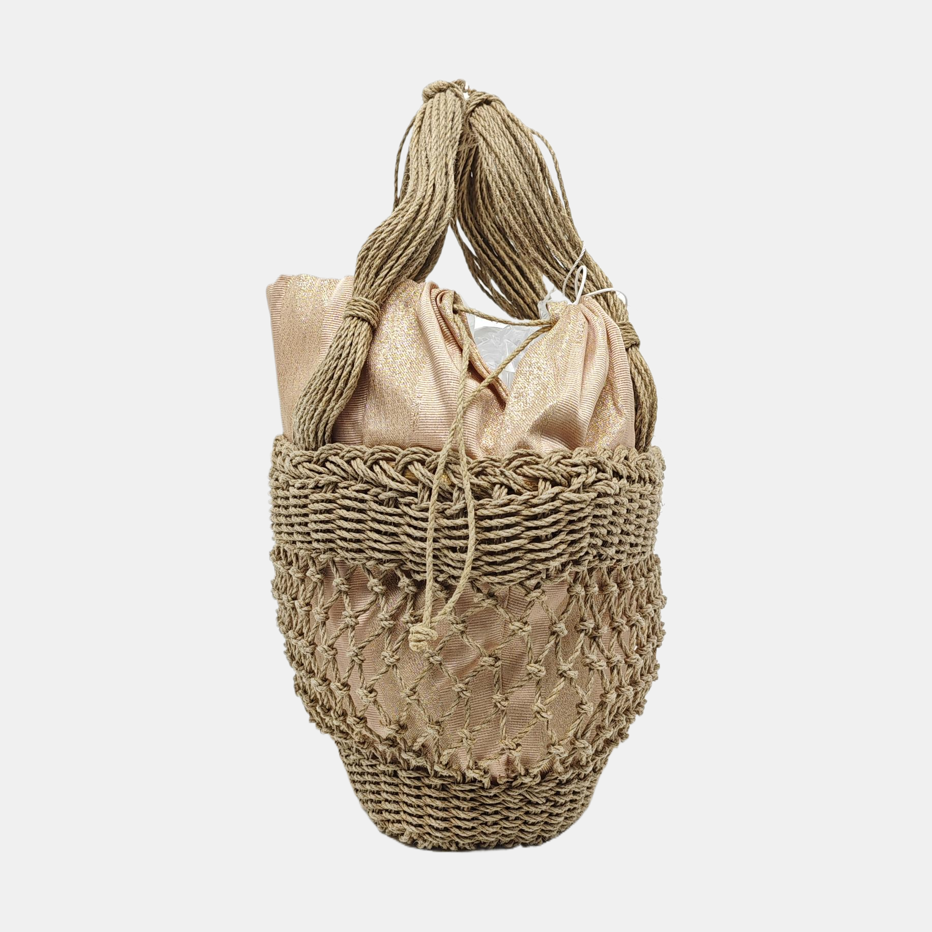Fabric Top Handle Bag Pink