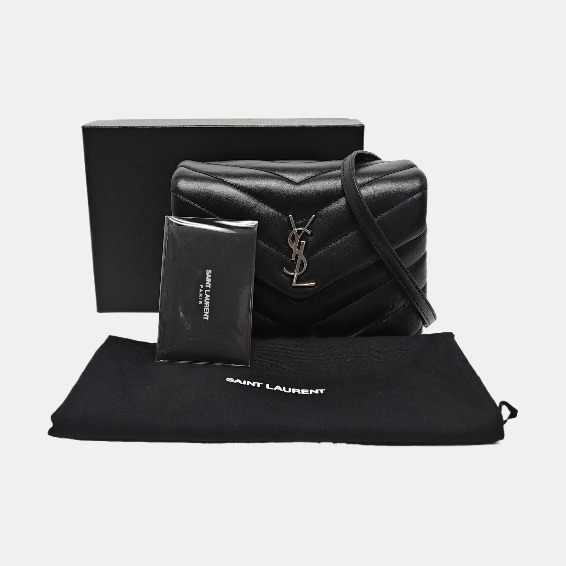 LOULOU Extra Small Chevron Calfskin Black