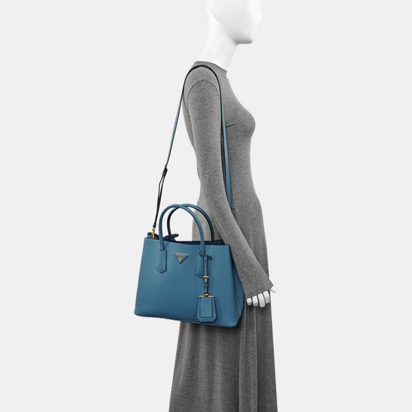 Double Medium Saffiano Calfskin Blue